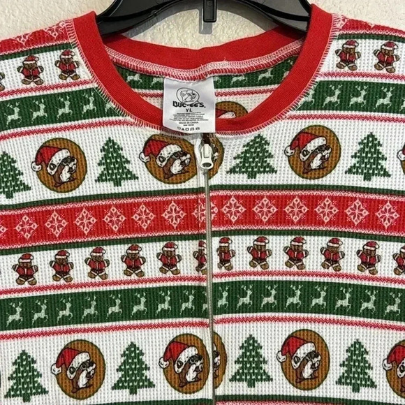 Buc-ee's Youth Beaver Inspired Striped XMas Christmas One Piece Pajamas - Picture 3 of 5